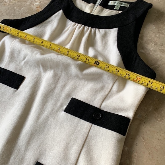 Anthropologie Beth Bowley two tones‎ color block dress size 6 wool beige black - Picture 7 of 9